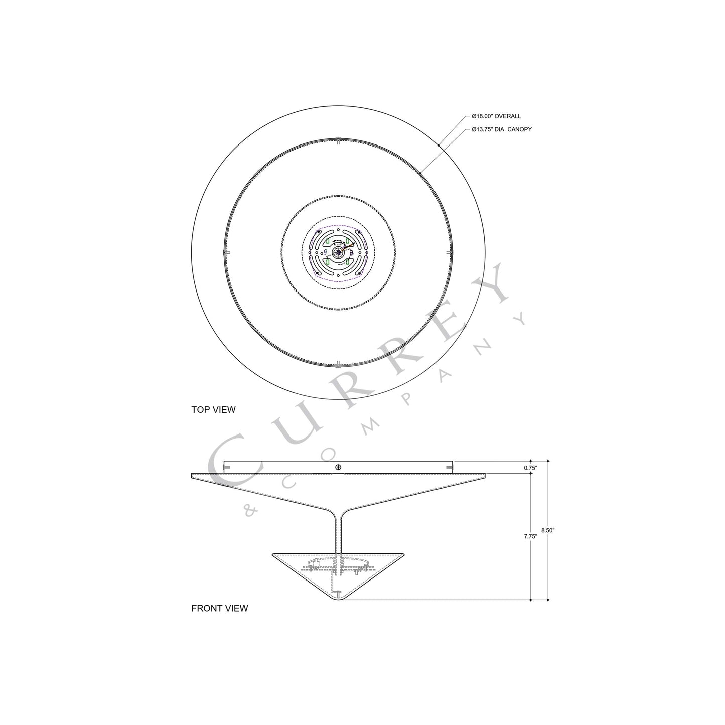 Empyrean LED Flush Mount Ceiling Light - line drawing.