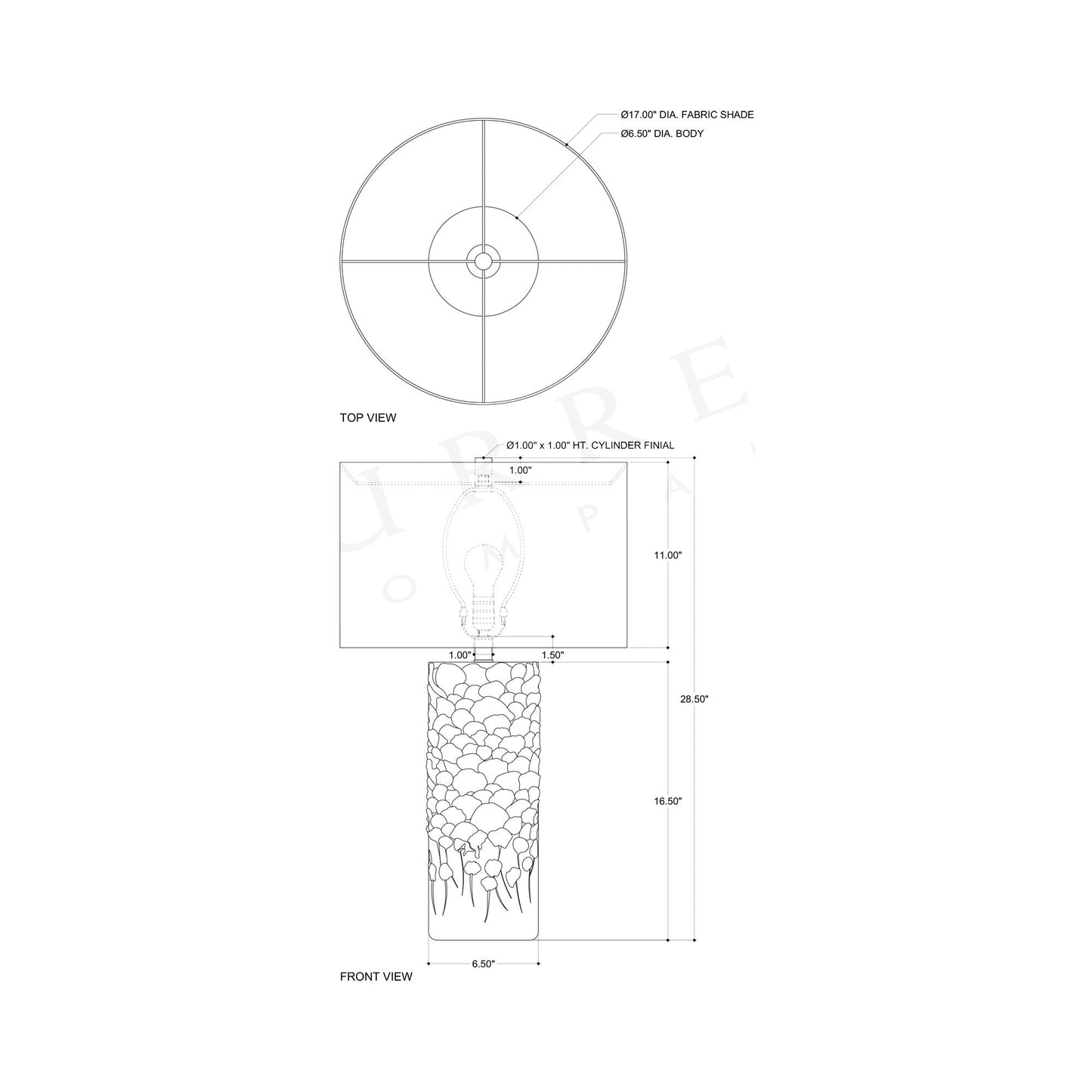 Fairmont Table Lamp - line drawing.