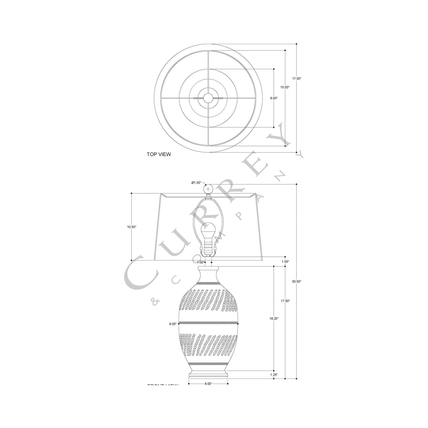 Faiyum Table Lamp - line drawing.