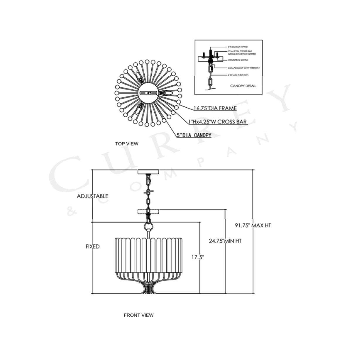 Faraday Chandelier - line drawing.