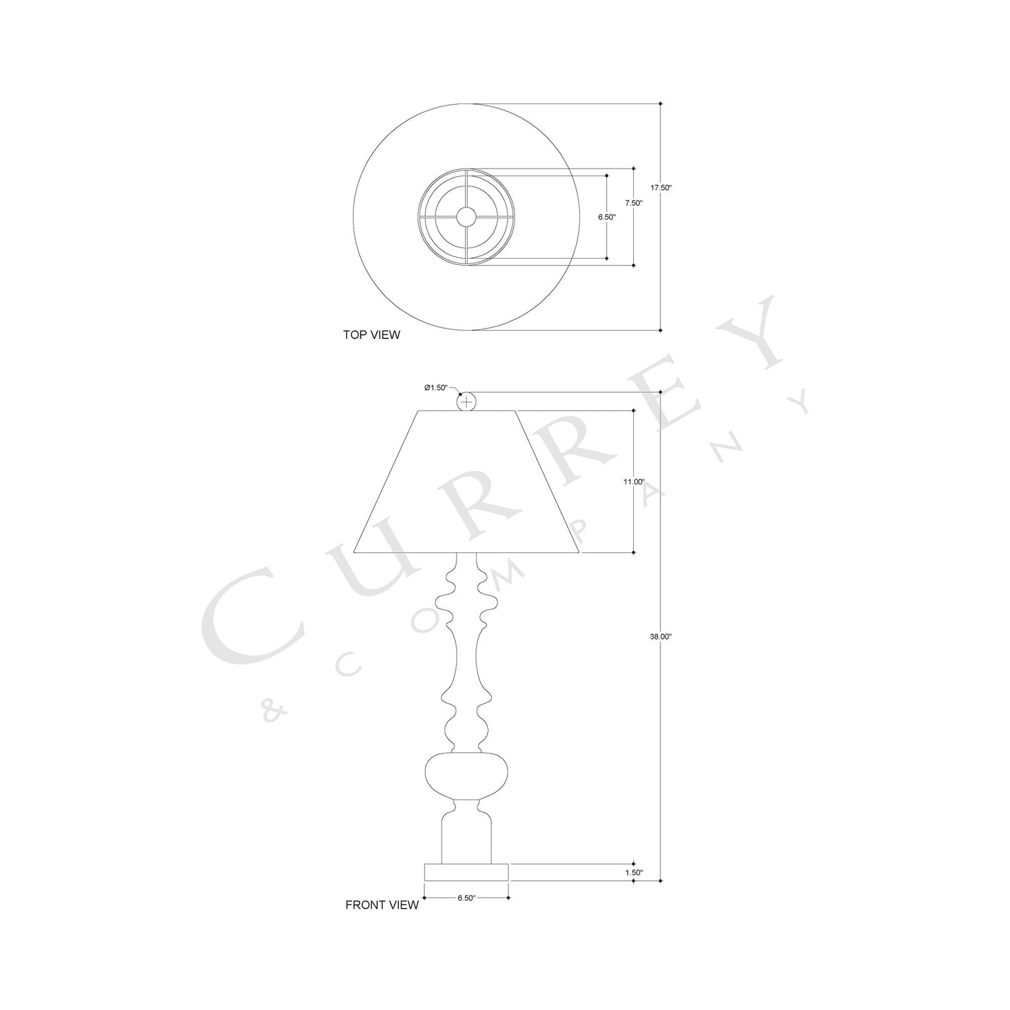 Farrington Table Lamp - line drawing.