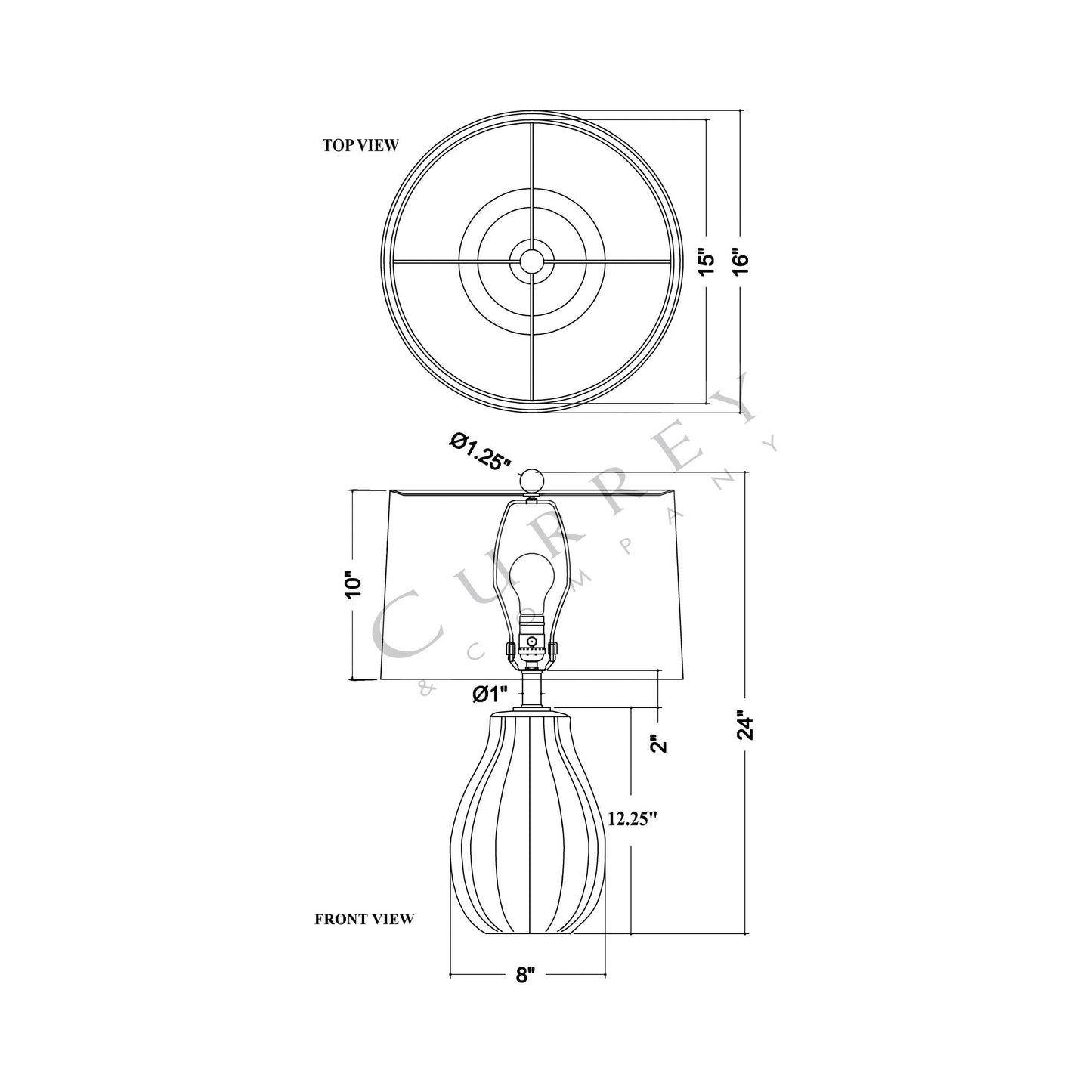 Fidella Table Lamp - line drawing.