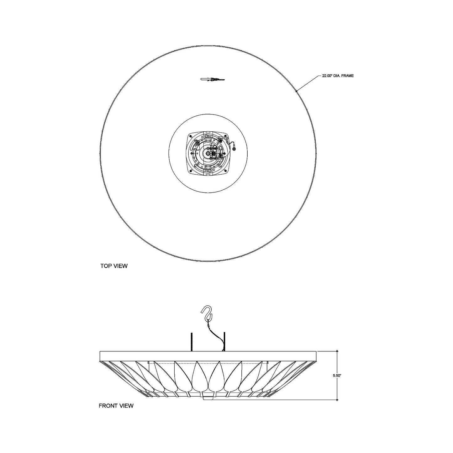 Floris LED Flush Mount Ceiling Light - line drawing.