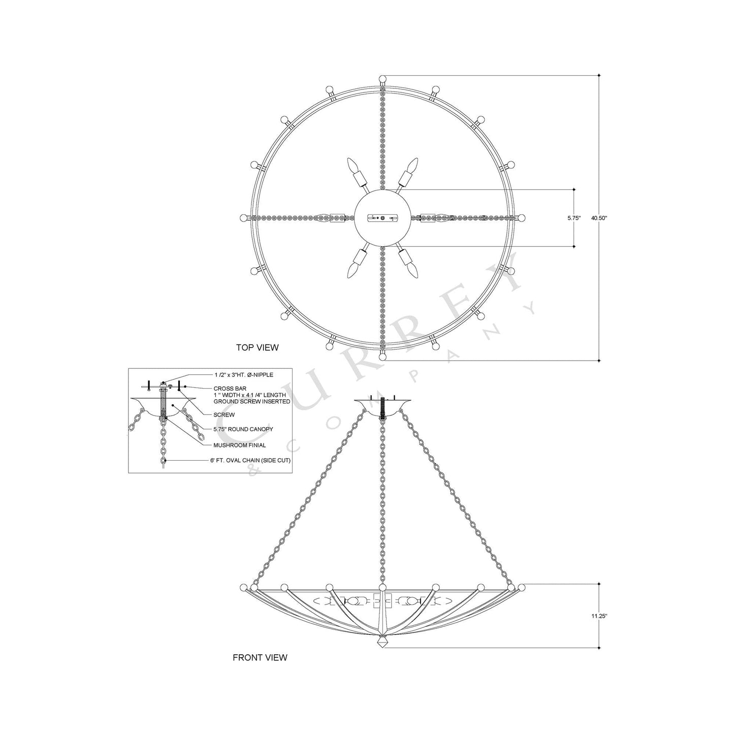 Fontaine Chandelier - line drawing.