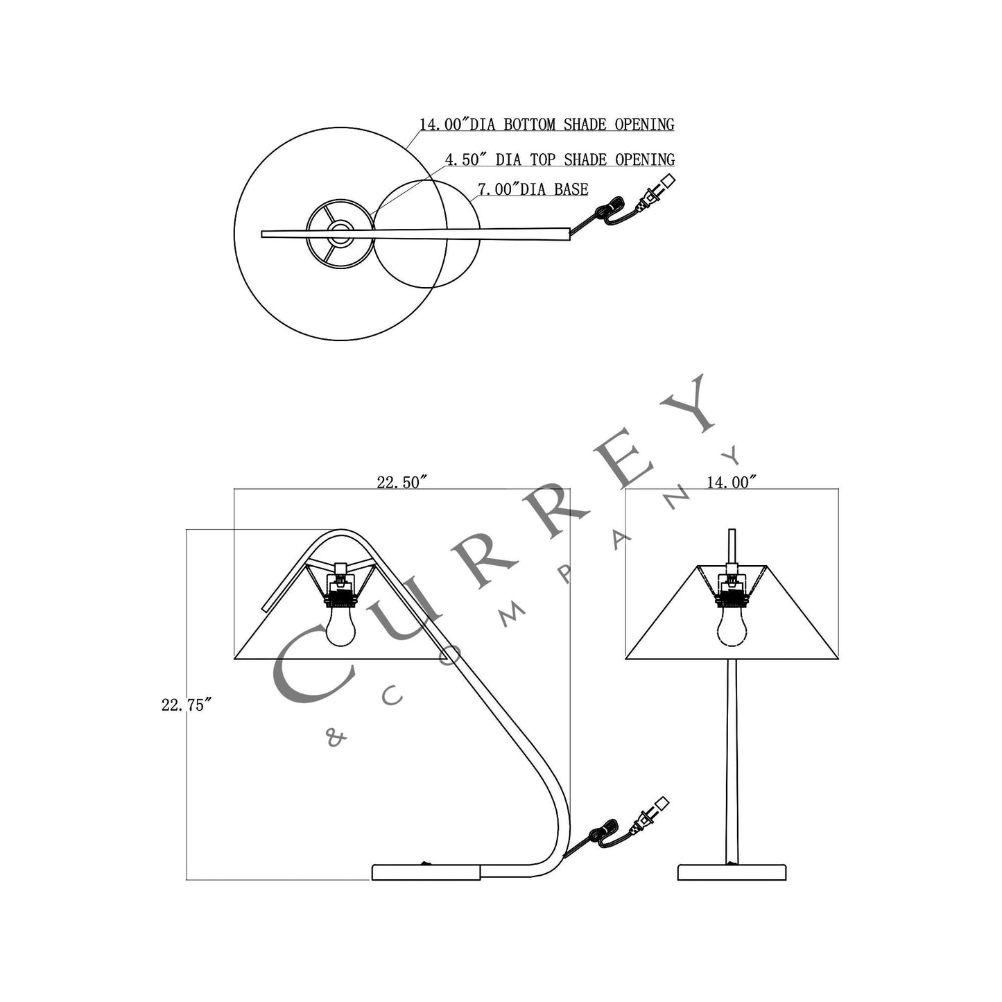 Frey Desk Lamp - line drawing.