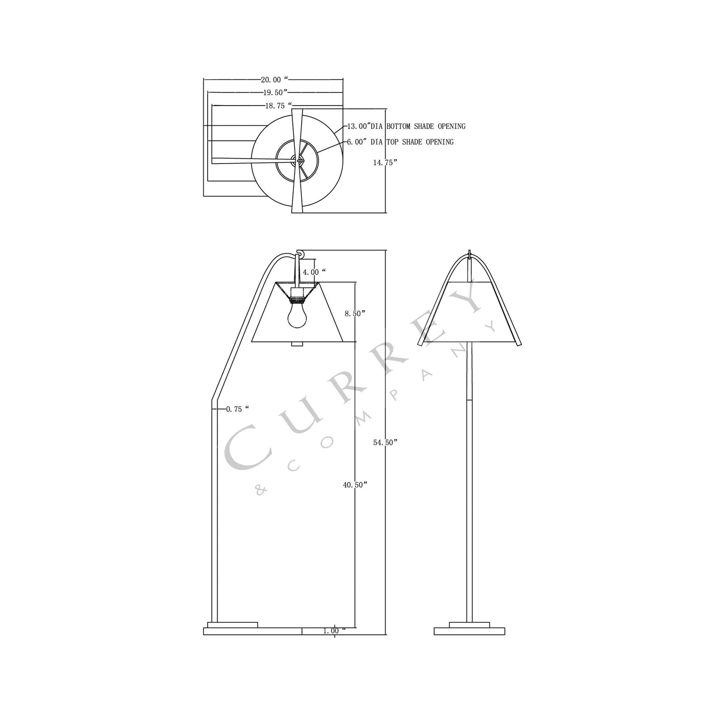 Frey Floor Lamp - line drawing.