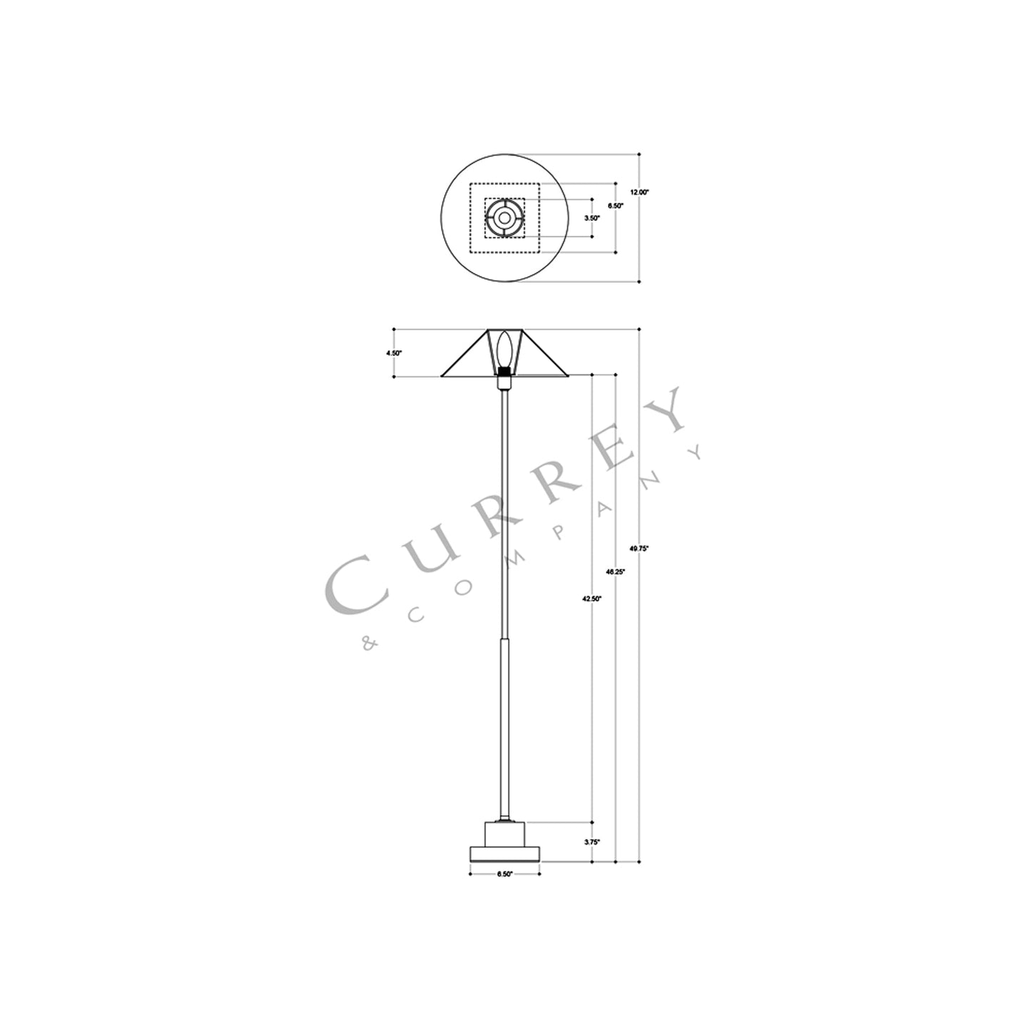 Fudo Floor Lamp - line drawing.