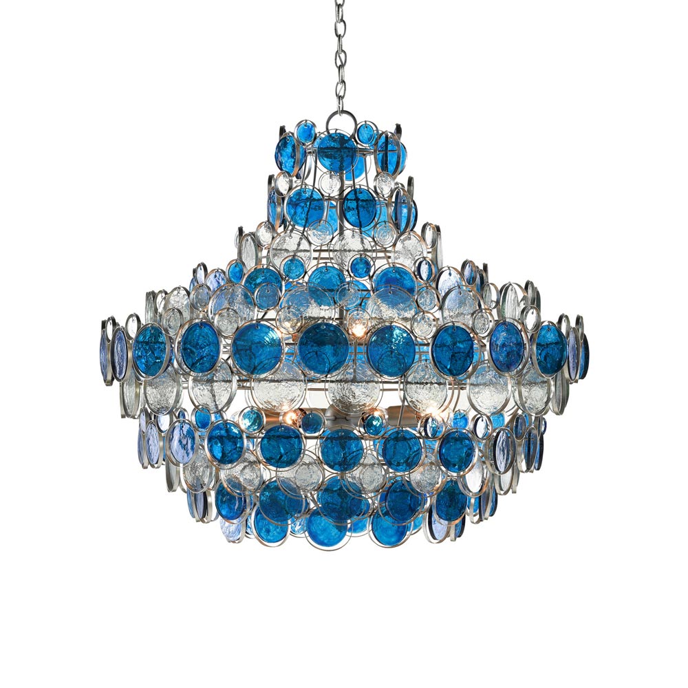 Galahad Glass Chandelier in Blue.