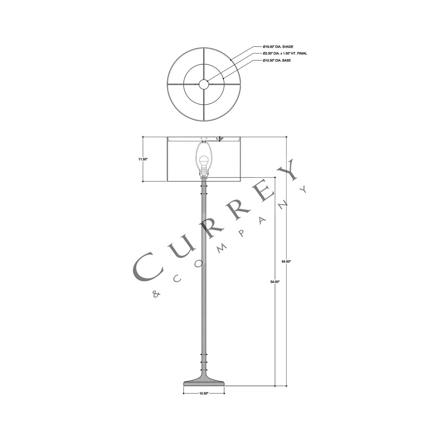 Gallo Floor Lamp - line drawing.