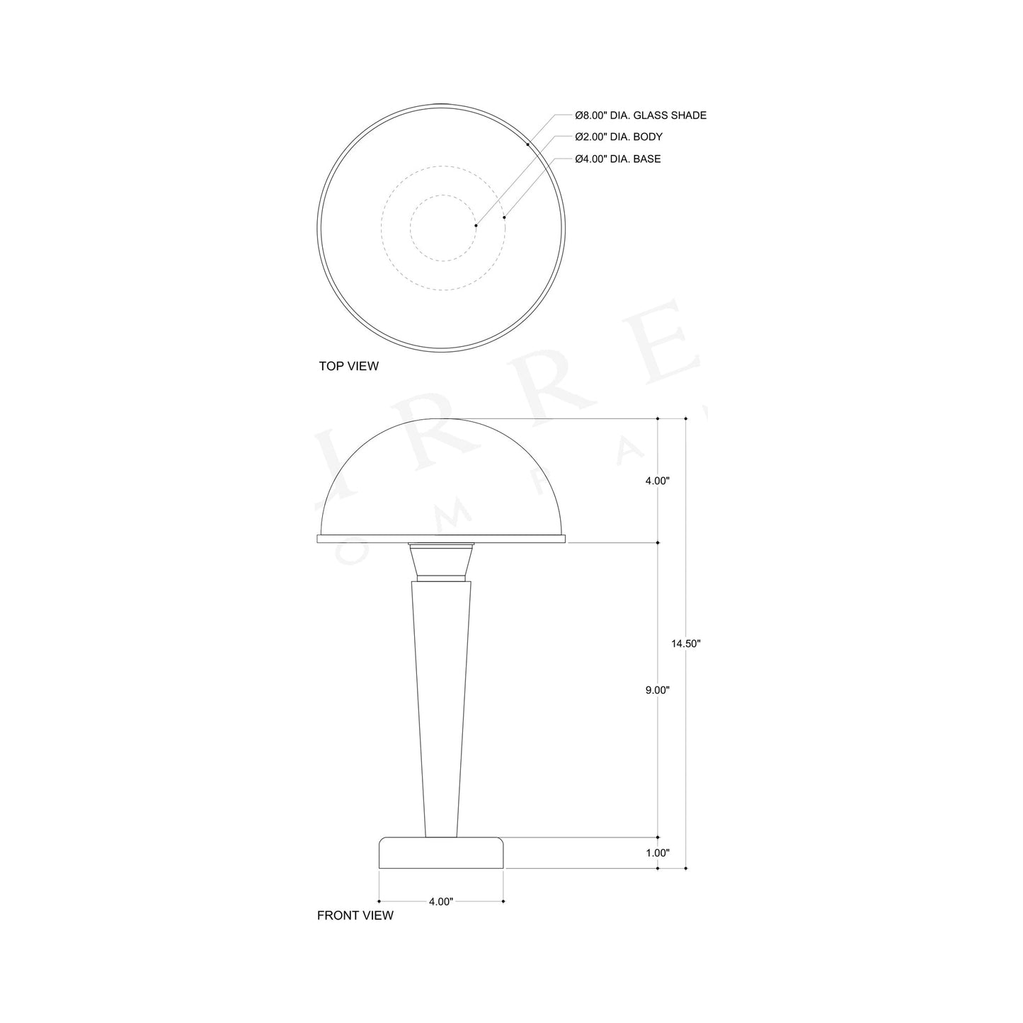Gatsby Table Lamp - line drawing.
