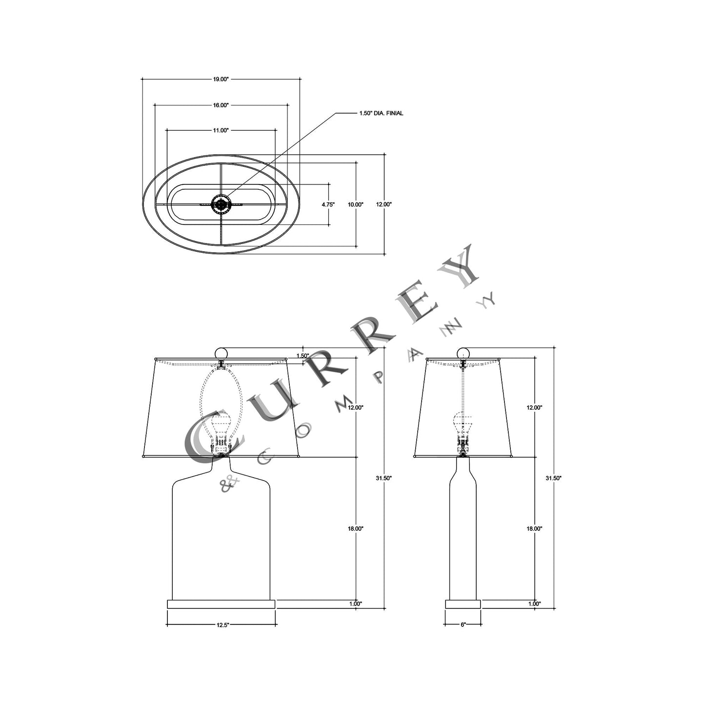Gerri Dot Table Lamp - line drawing.