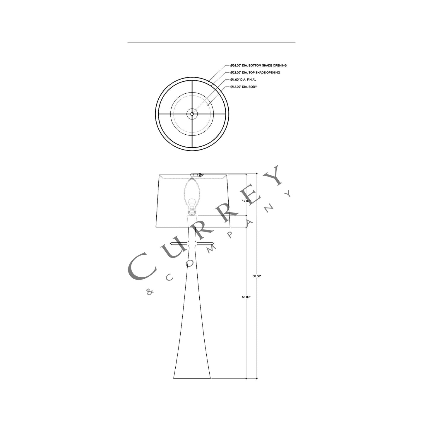 Giacomo Floor Lamp - line drawing.