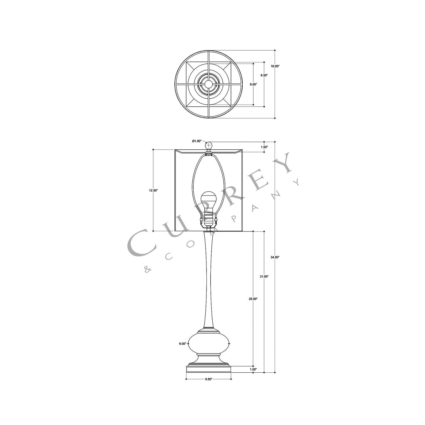 Giovanna Table Lamp - line drawing.