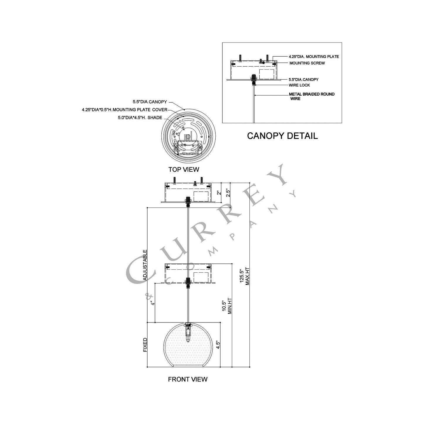 Giro Pendant Light - line drawing.