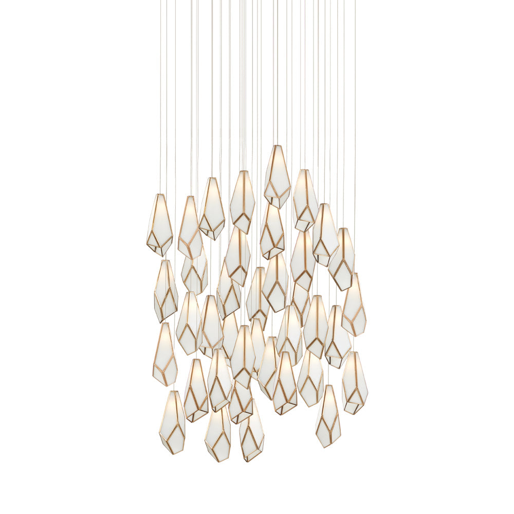 Glace Round Multi Pendant Light in White (36-Light).