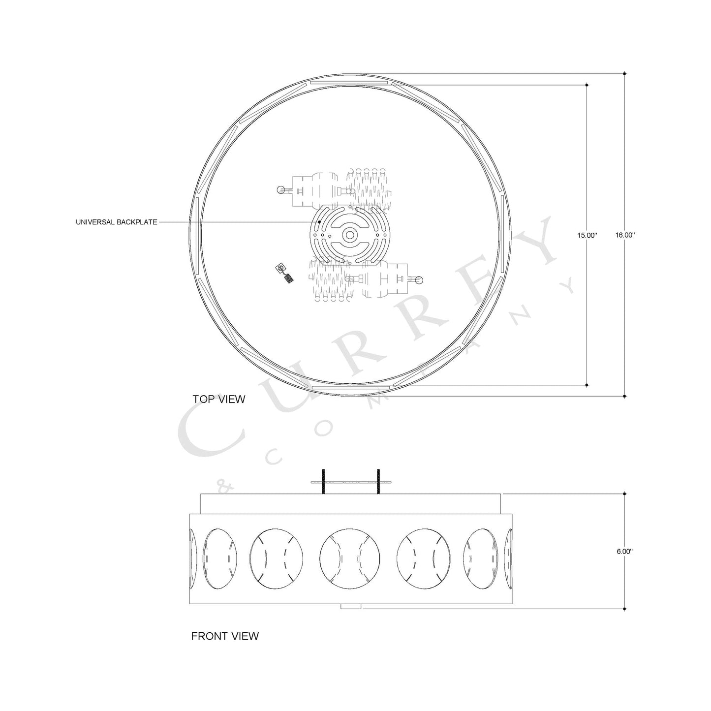 Go-Go Flush Mount Ceiling Light - line drawing.