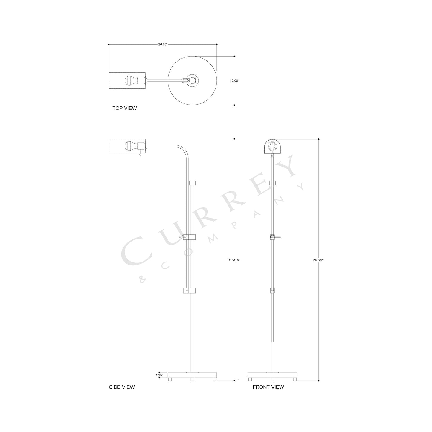Hearst Floor Lamp - line drawing.