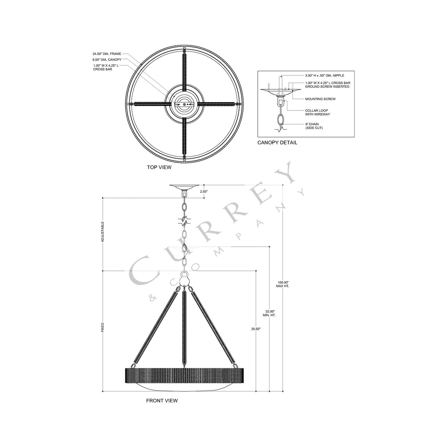 Hopscotch LED Chandelier - line drawing.