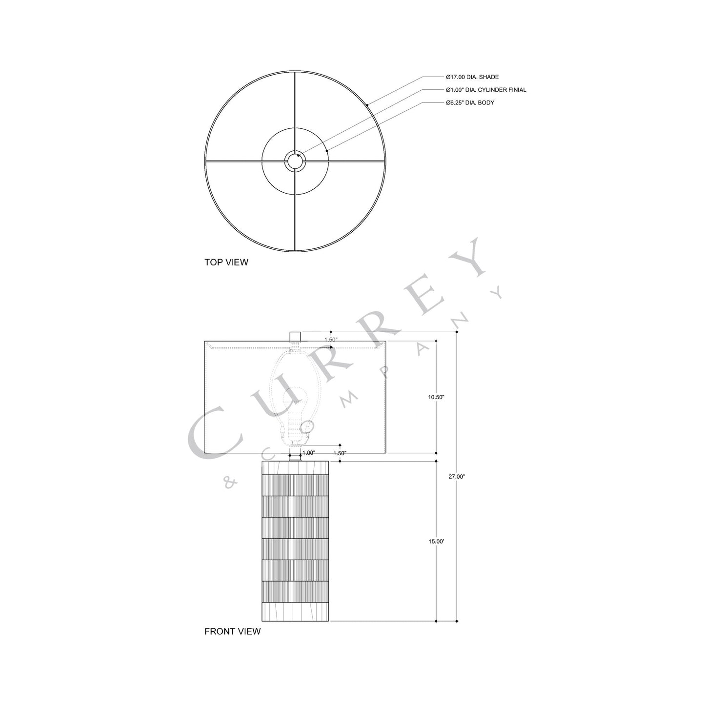 Hyson Table Lamp - line drawing.