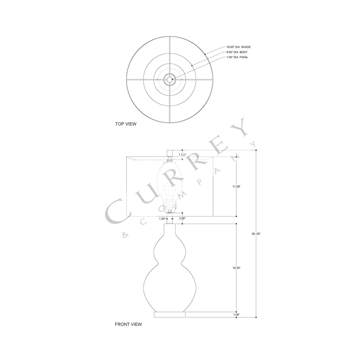 Idyll Table Lamp - line drawing.
