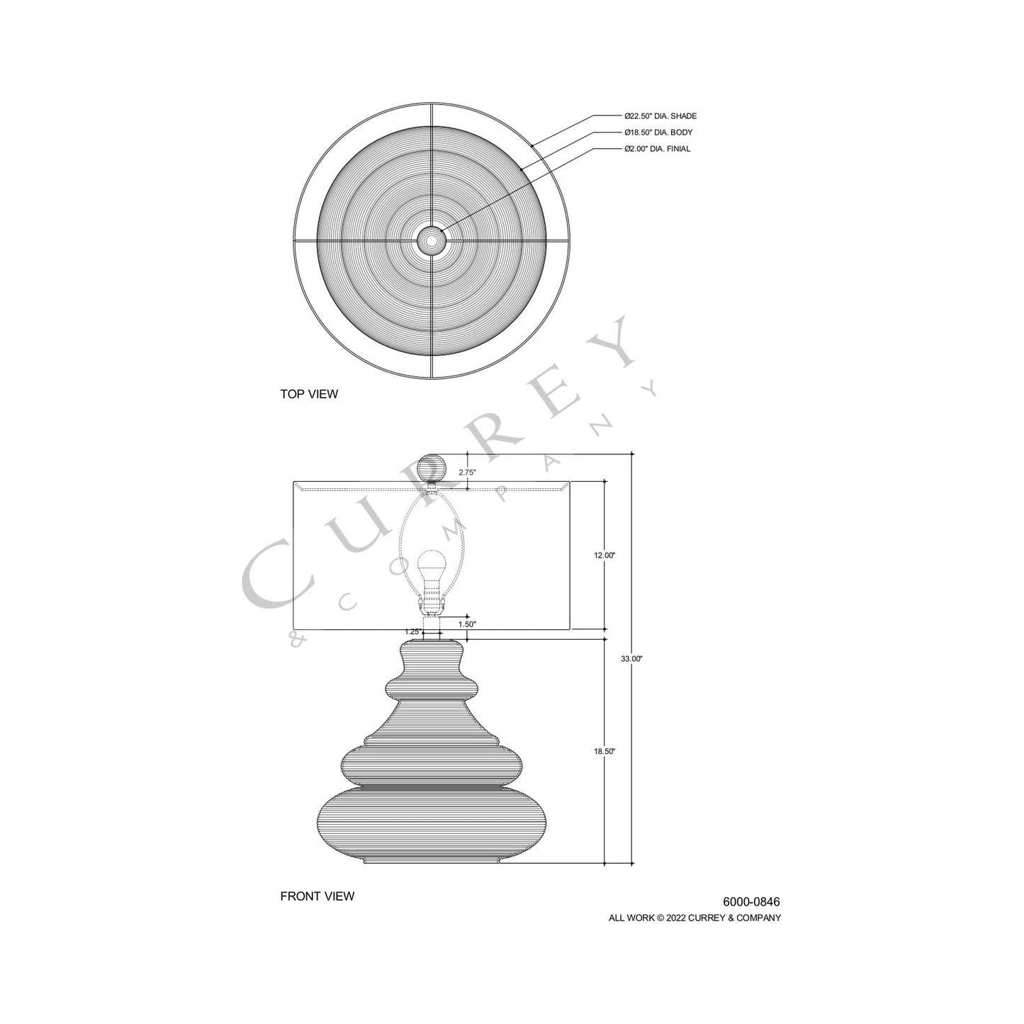 Jaru Table Lamp - line drawing.