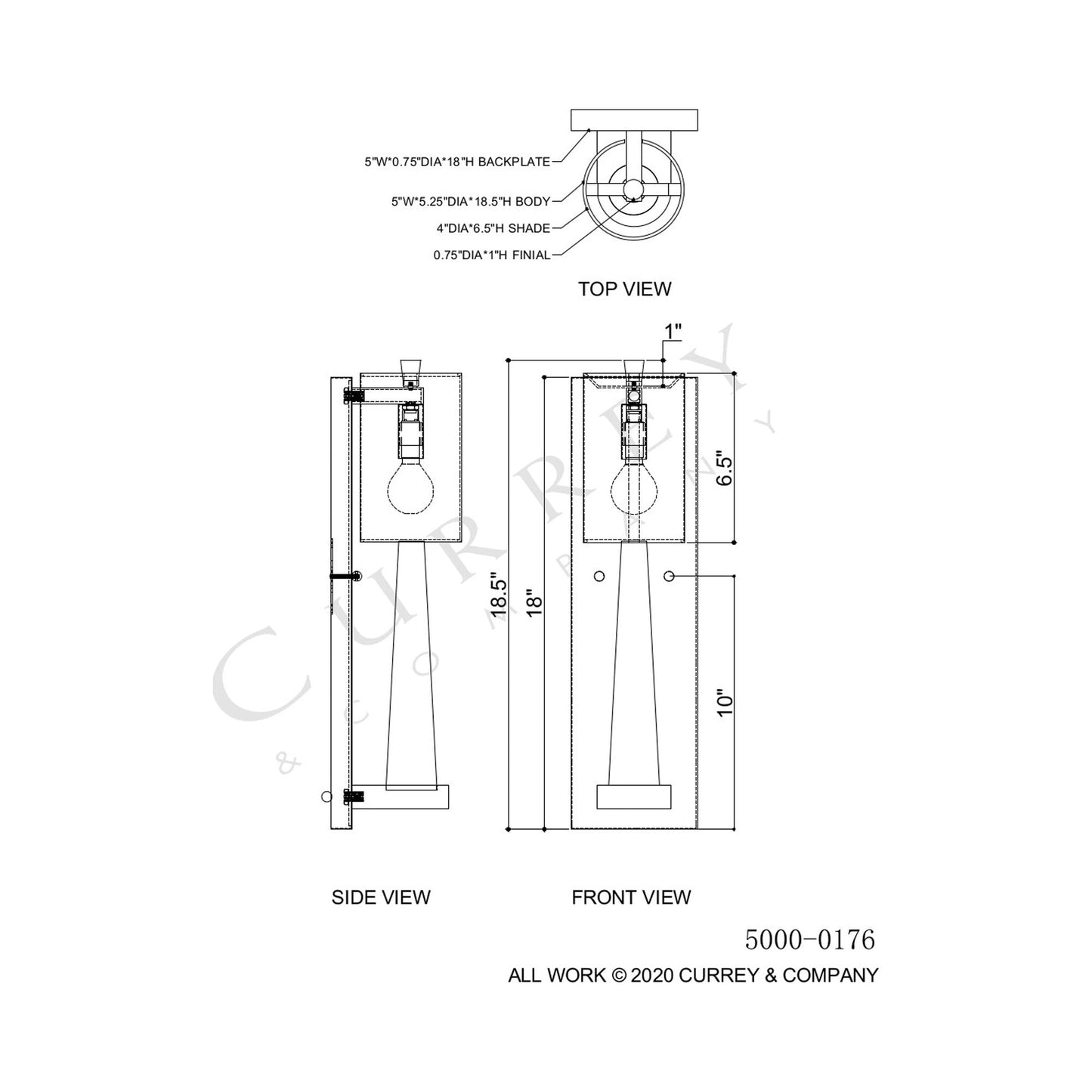 Junia Wall Light - line drawing.