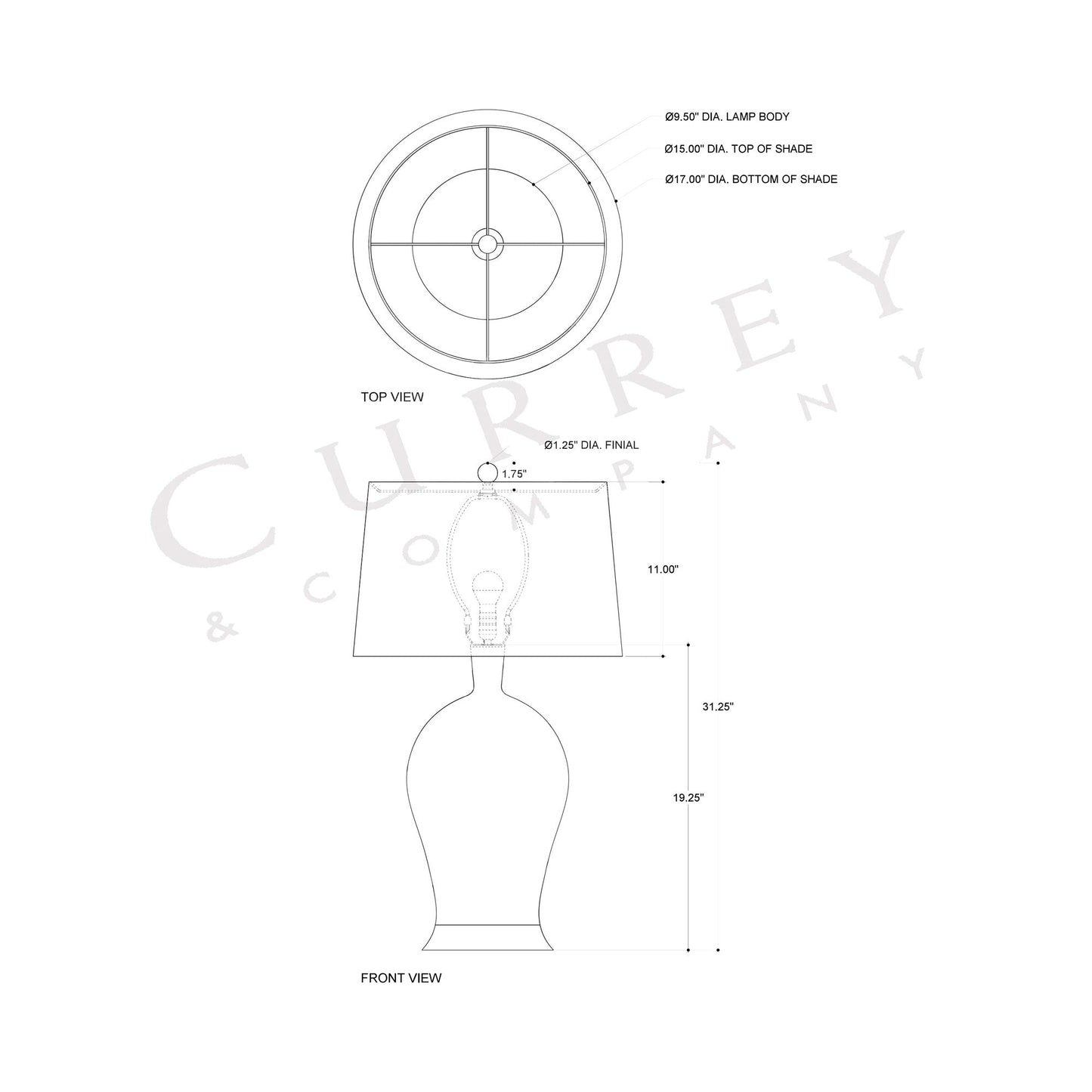 Ketty Table Lamp - line drawing.