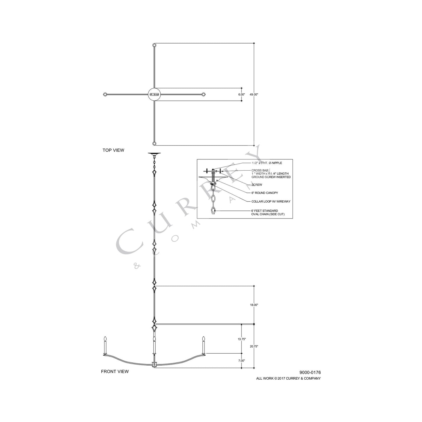 Knole Chandelier - line drawing.