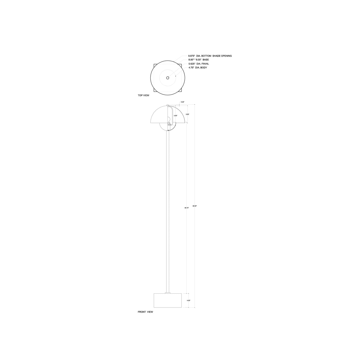La Rue Floor Lamp - line drawing.