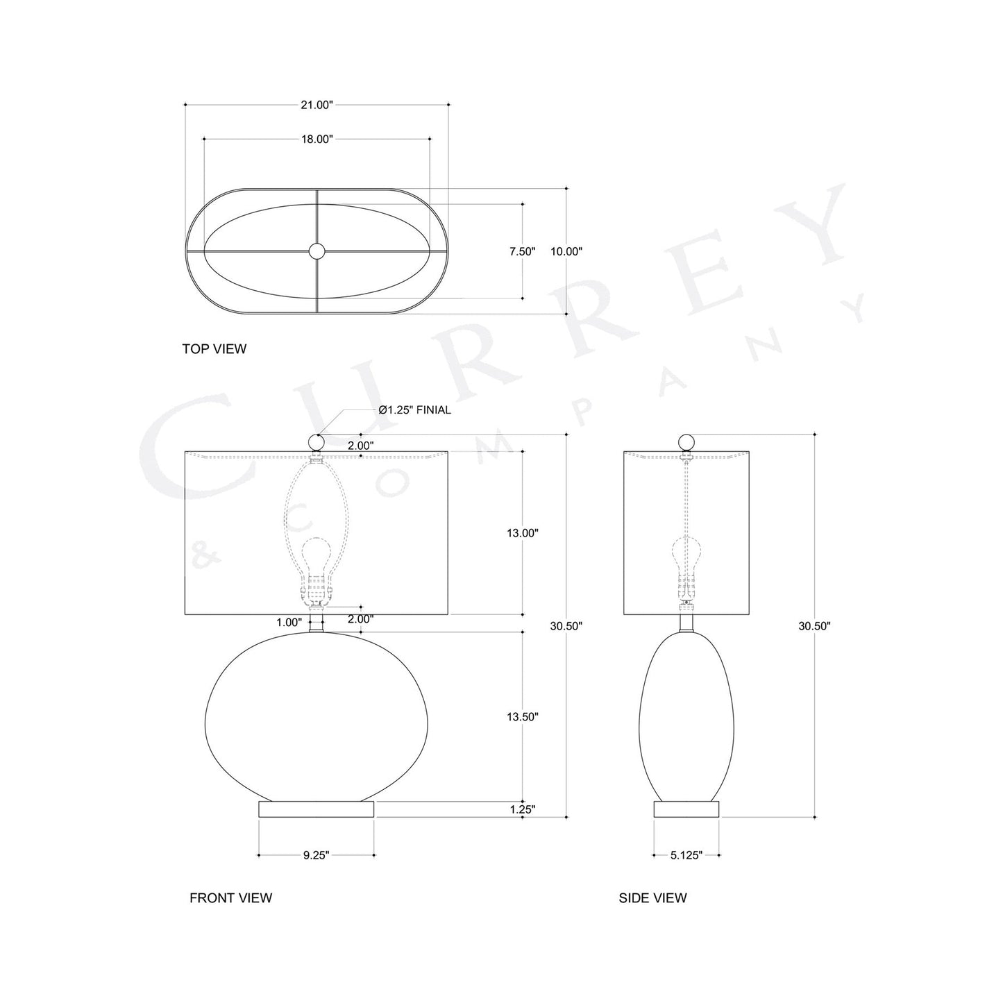 Laconia Table Lamp - line drawing.