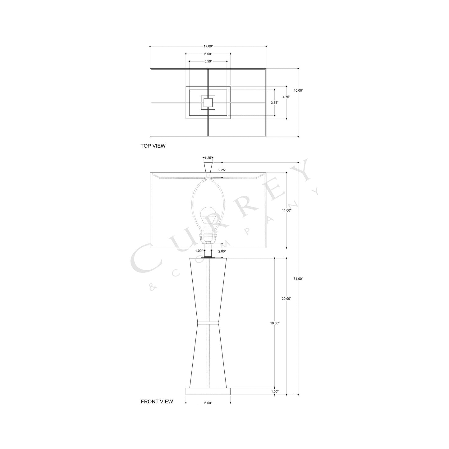 Laelia Table Lamp - line drawing.