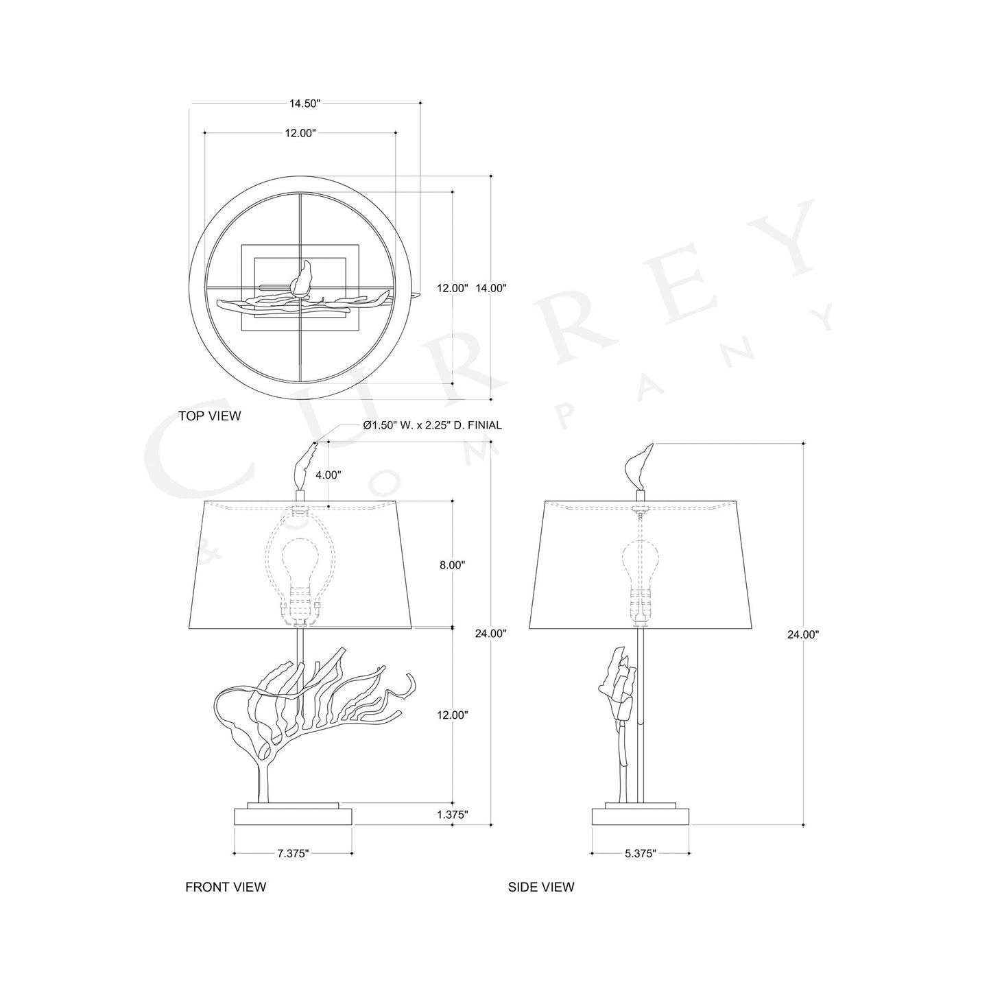 Latissima Table Lamp - line drawing.