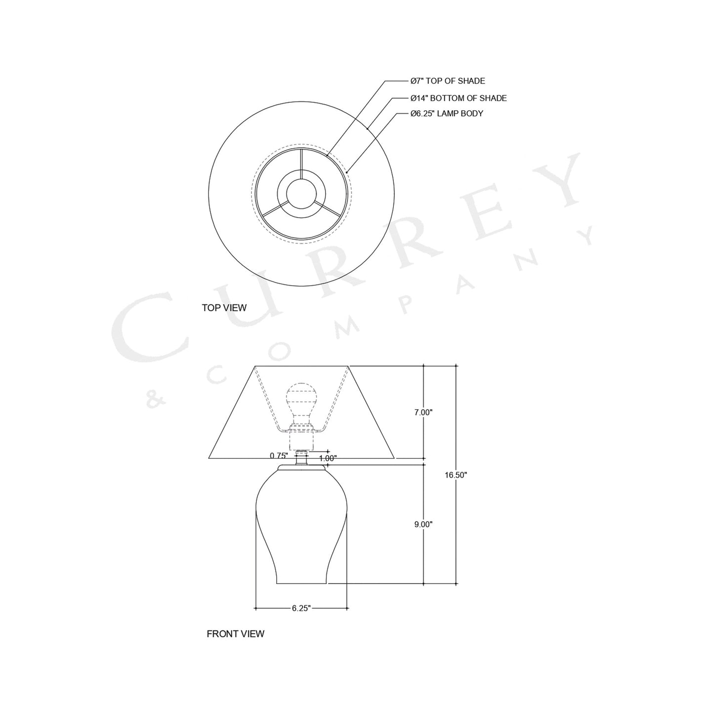Latte Table Lamp - line drawing.