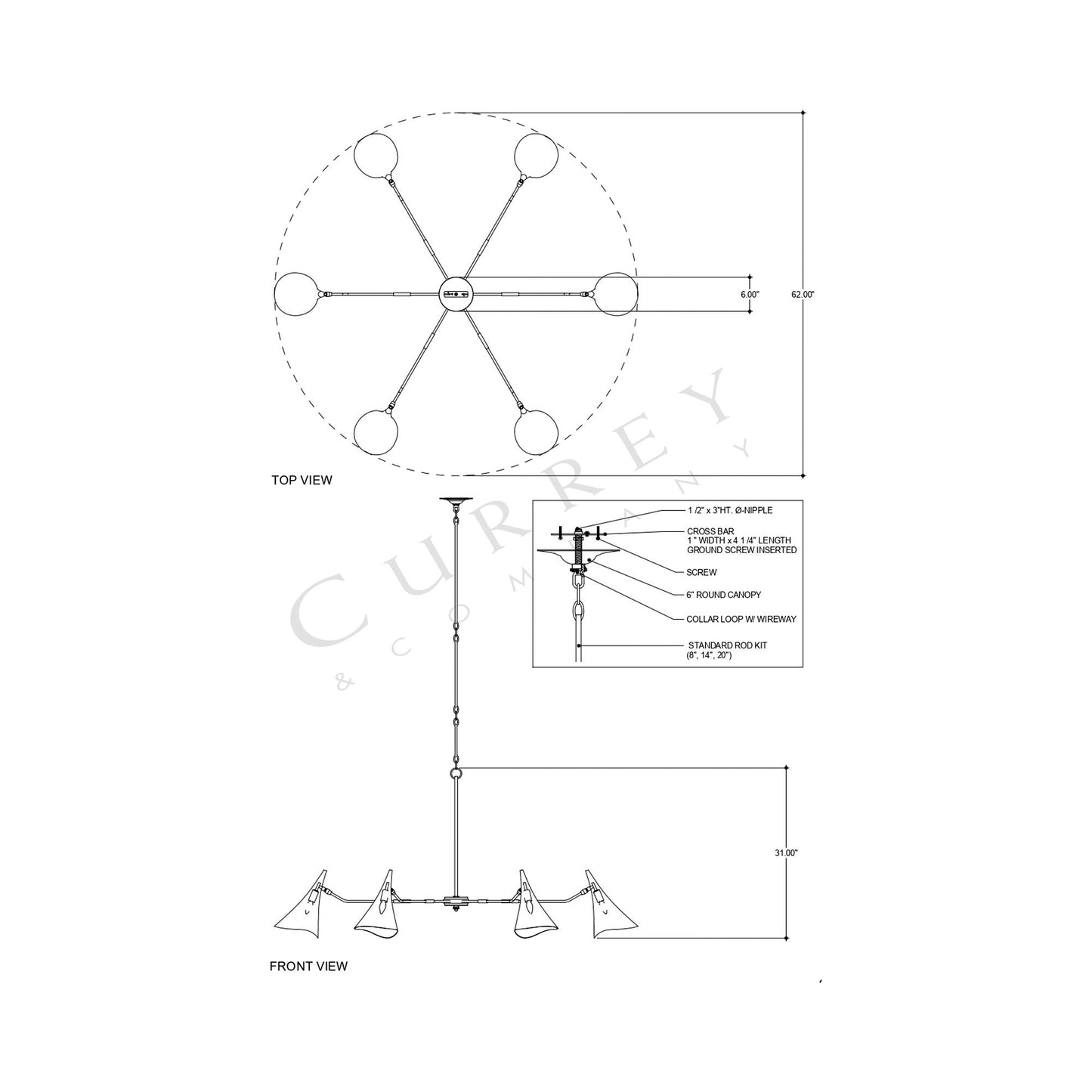 Library Chandelier - line drawing.