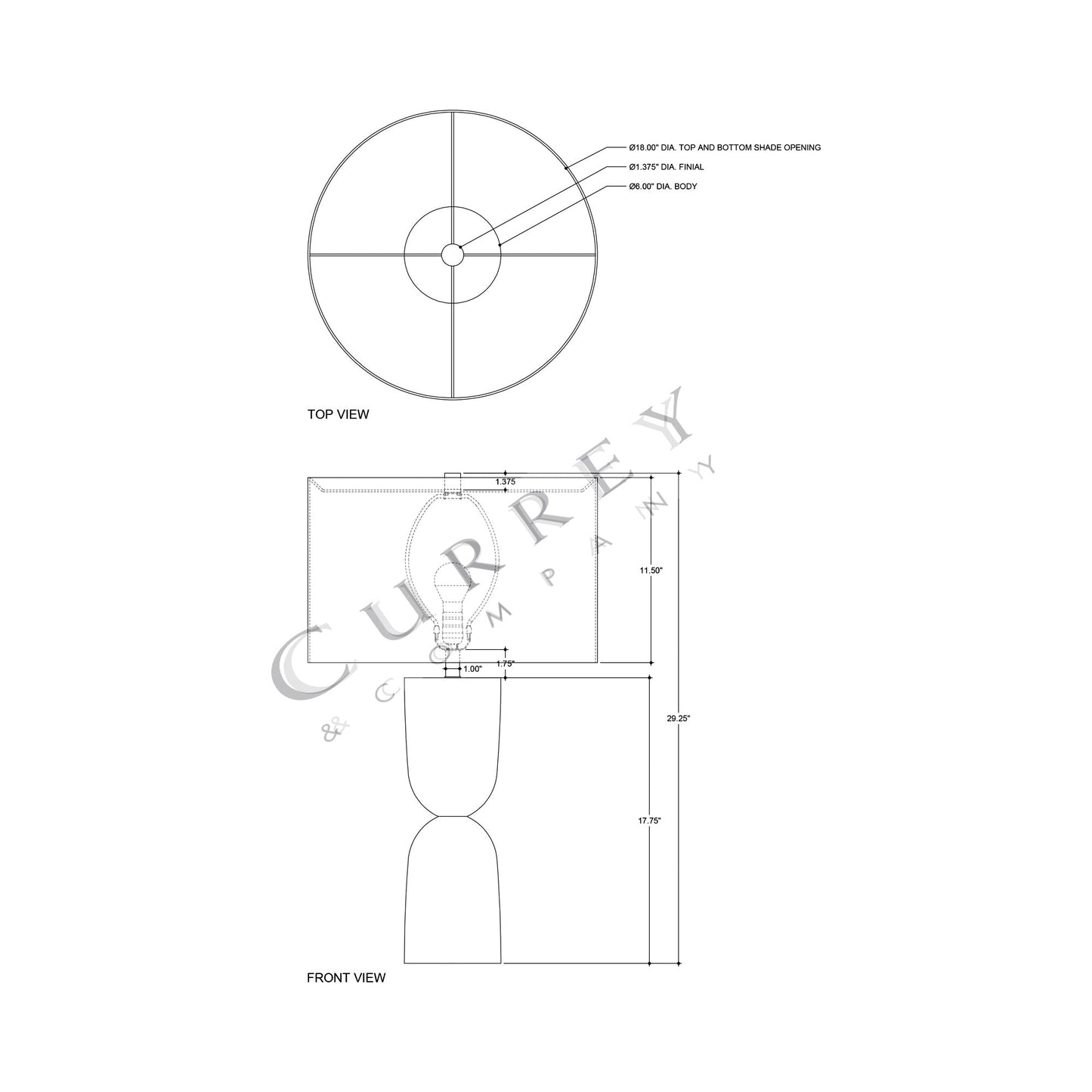 Linz Table Lamp - line drawing.