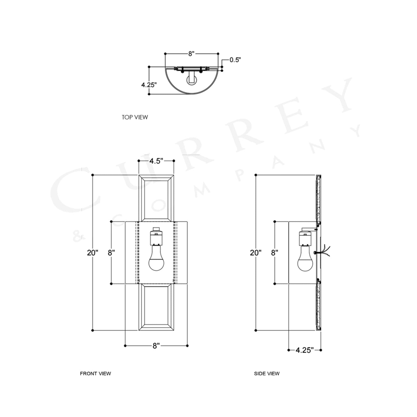 Lowesdale Wall Light - line drawing.