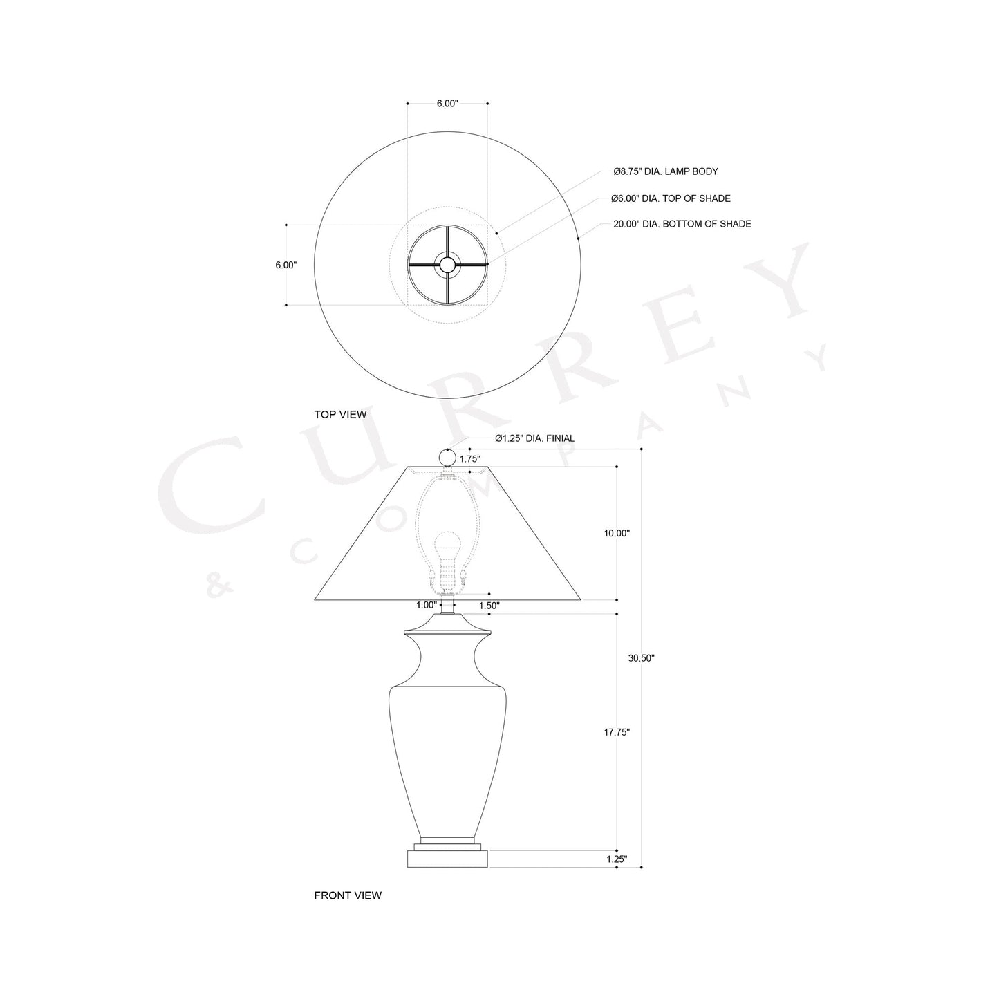 Lucy Table Lamp - line drawing.