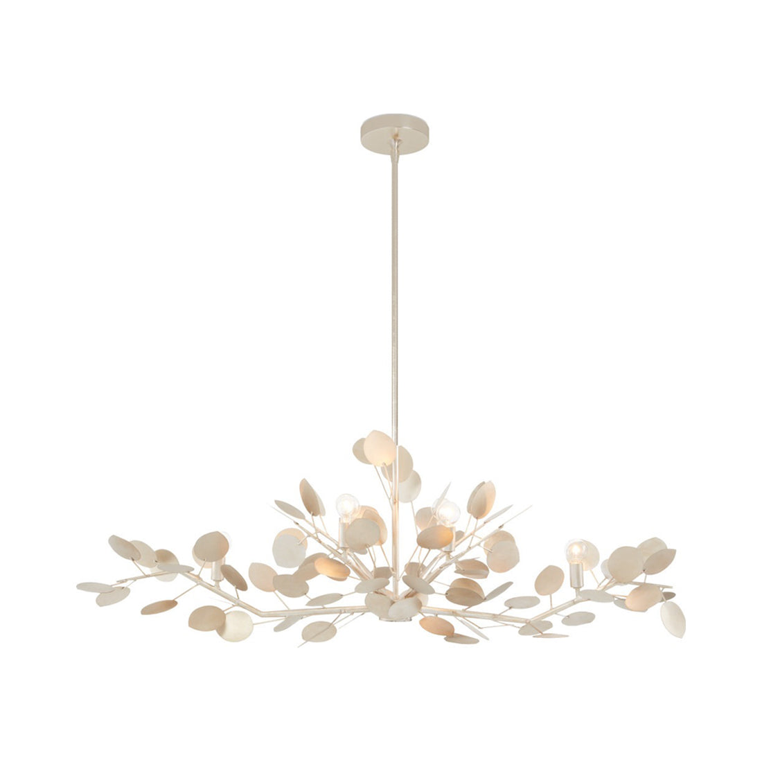 Lunaria Oval Chandelier in Silver Leaf.
