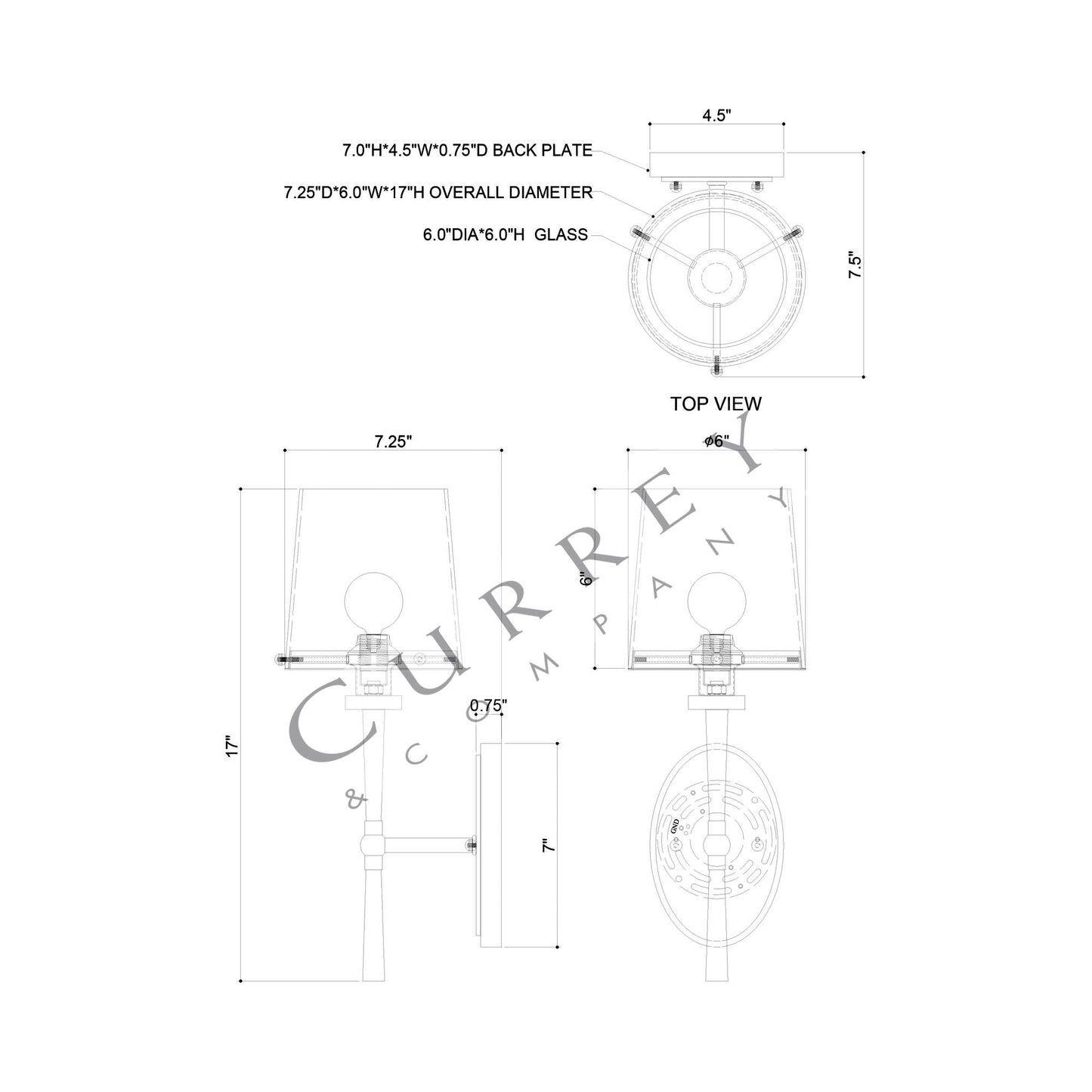 Lyndall Wall Light - line drawing.