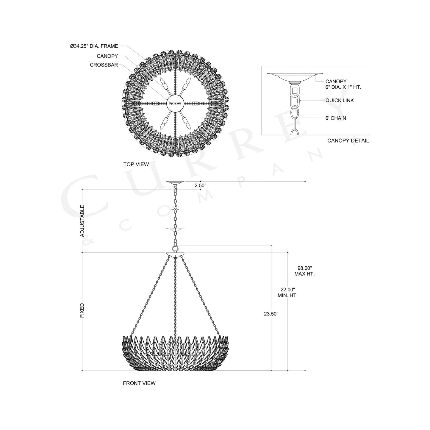 Magnum Opus Chandelier - line drawing.