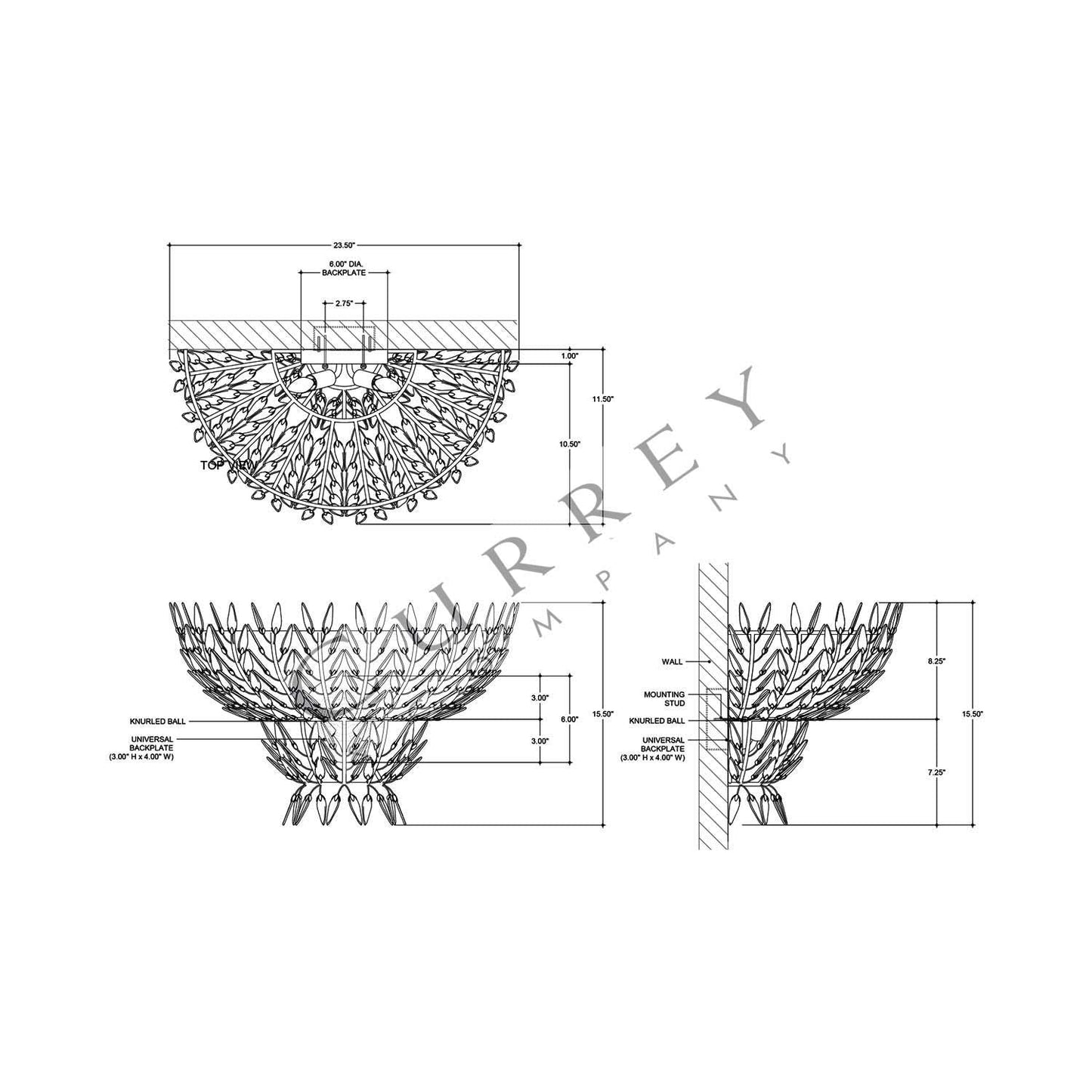 Magnum Opus Wall Light - line drawing.