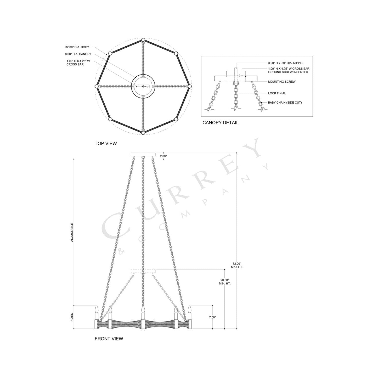 Mallorca Chandelier - line drawing.