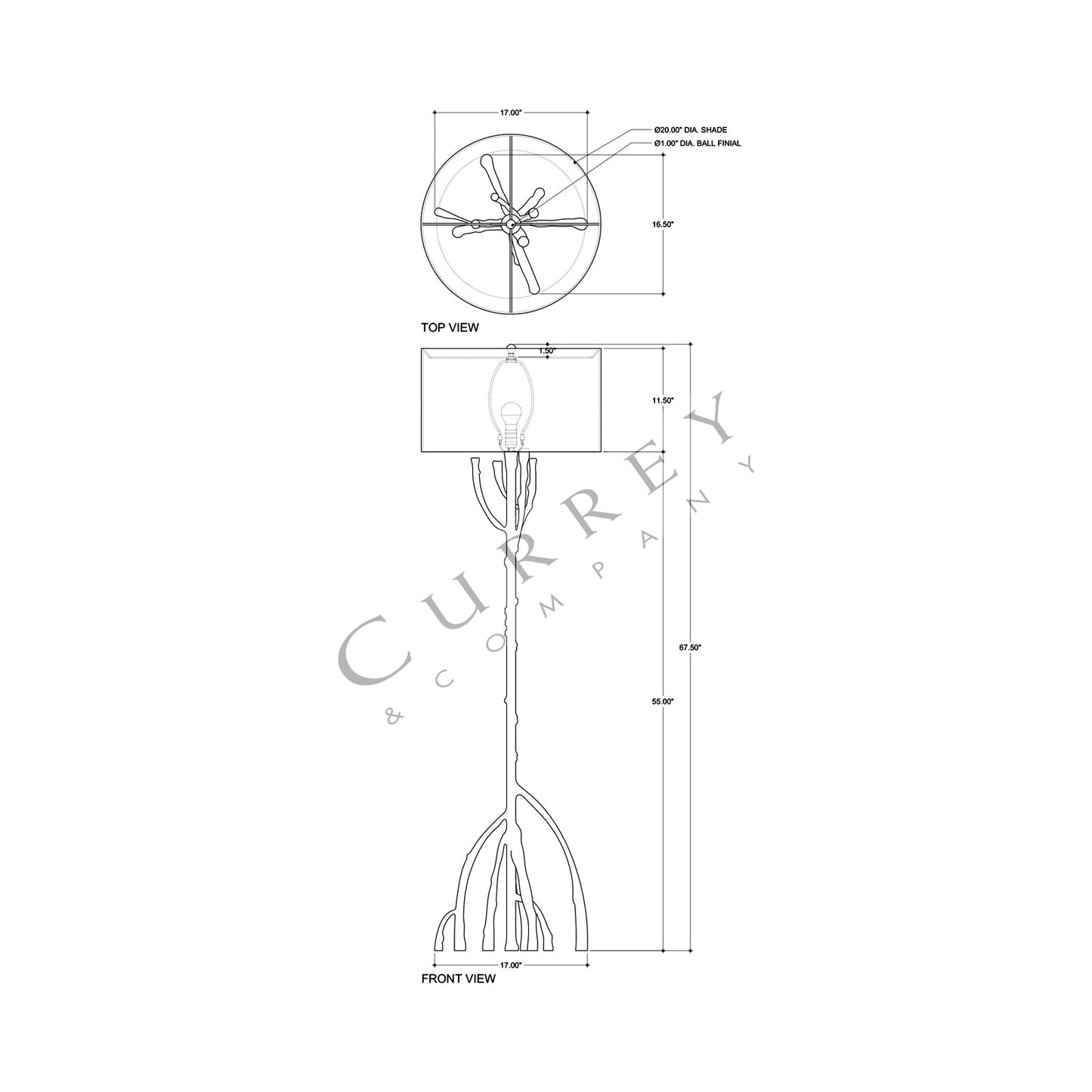 Mangrove Floor Lamp - line drawing.