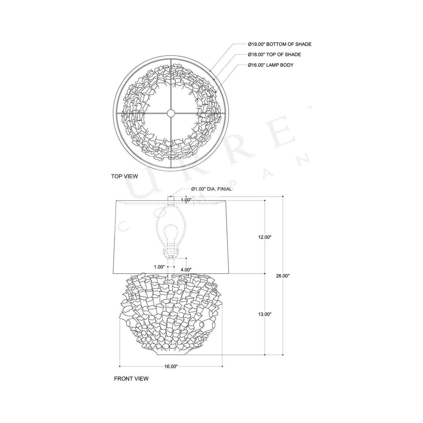 Manitapi Table Lamp - line drawing.