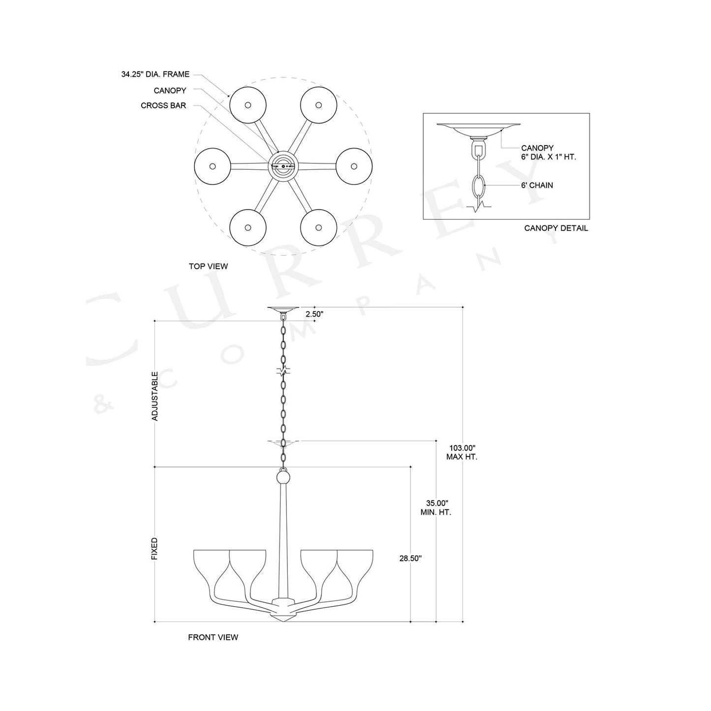 Marbella Chandelier - line drawing.