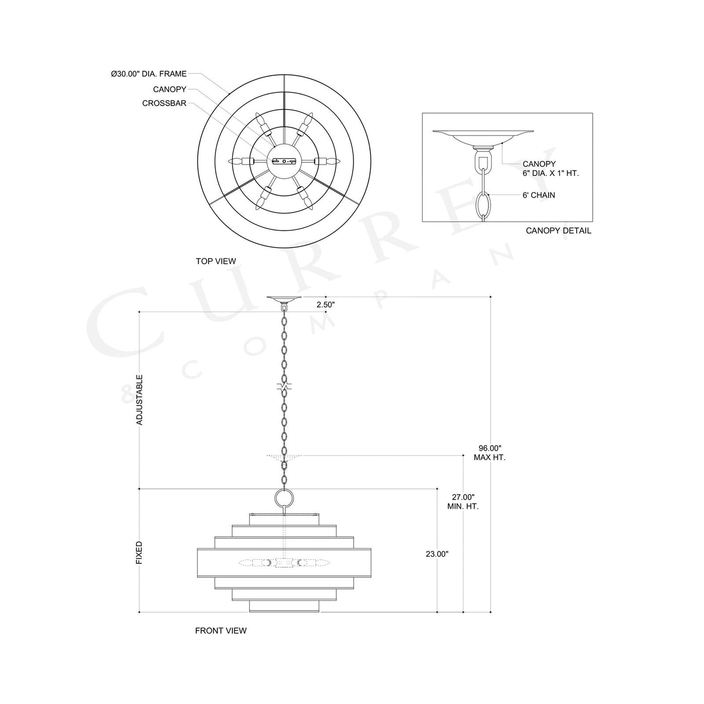 Maura Chandelier - line drawing.