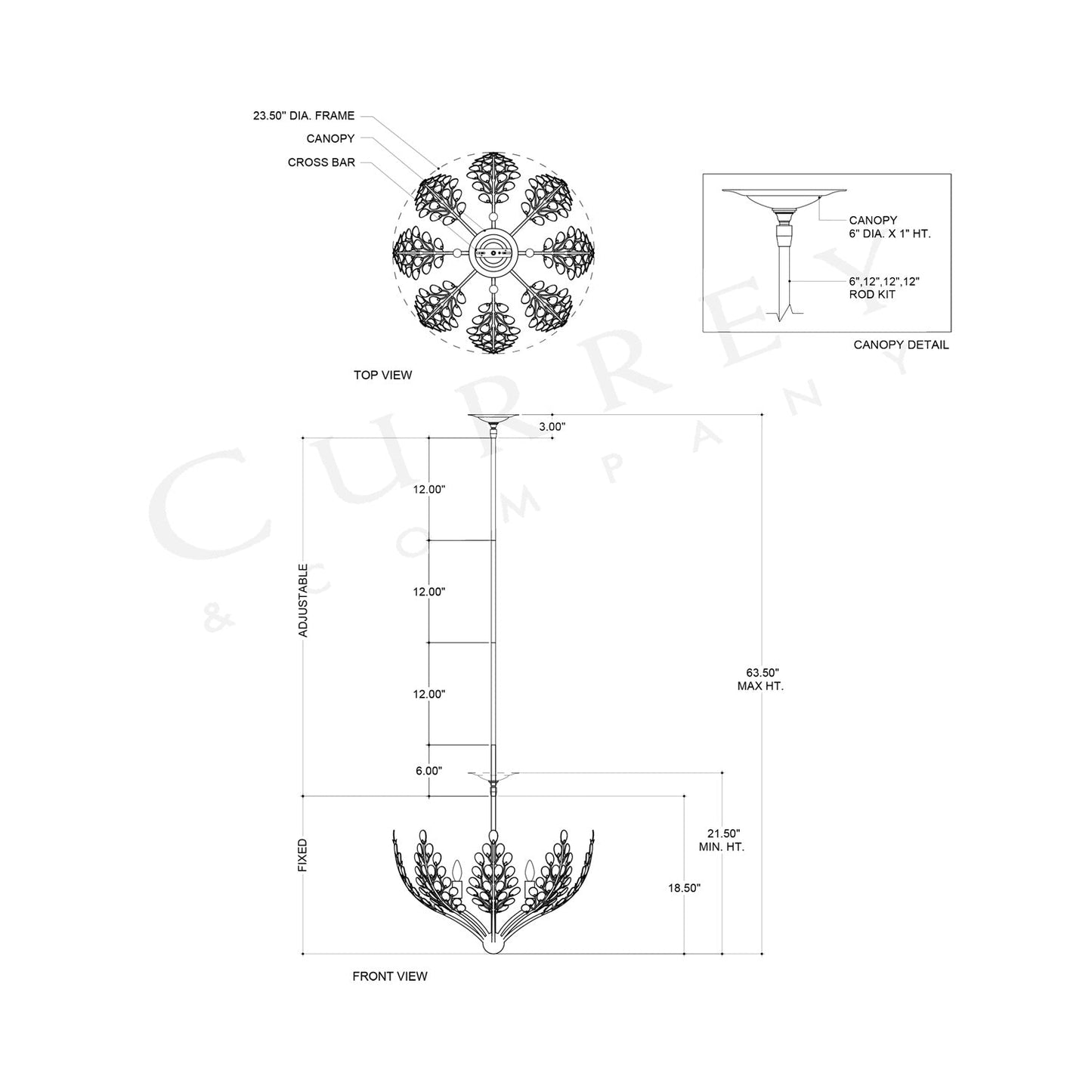 Maypan Chandelier - line drawing.