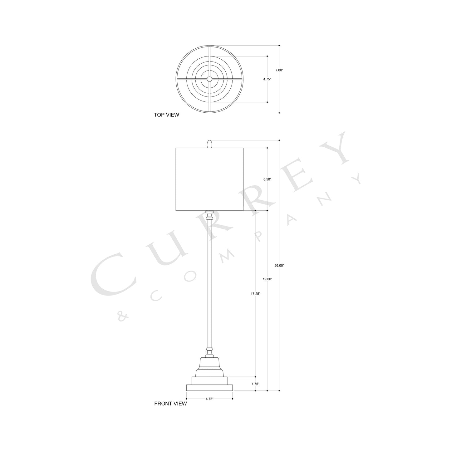 Messenger Table Lamp - line drawing.