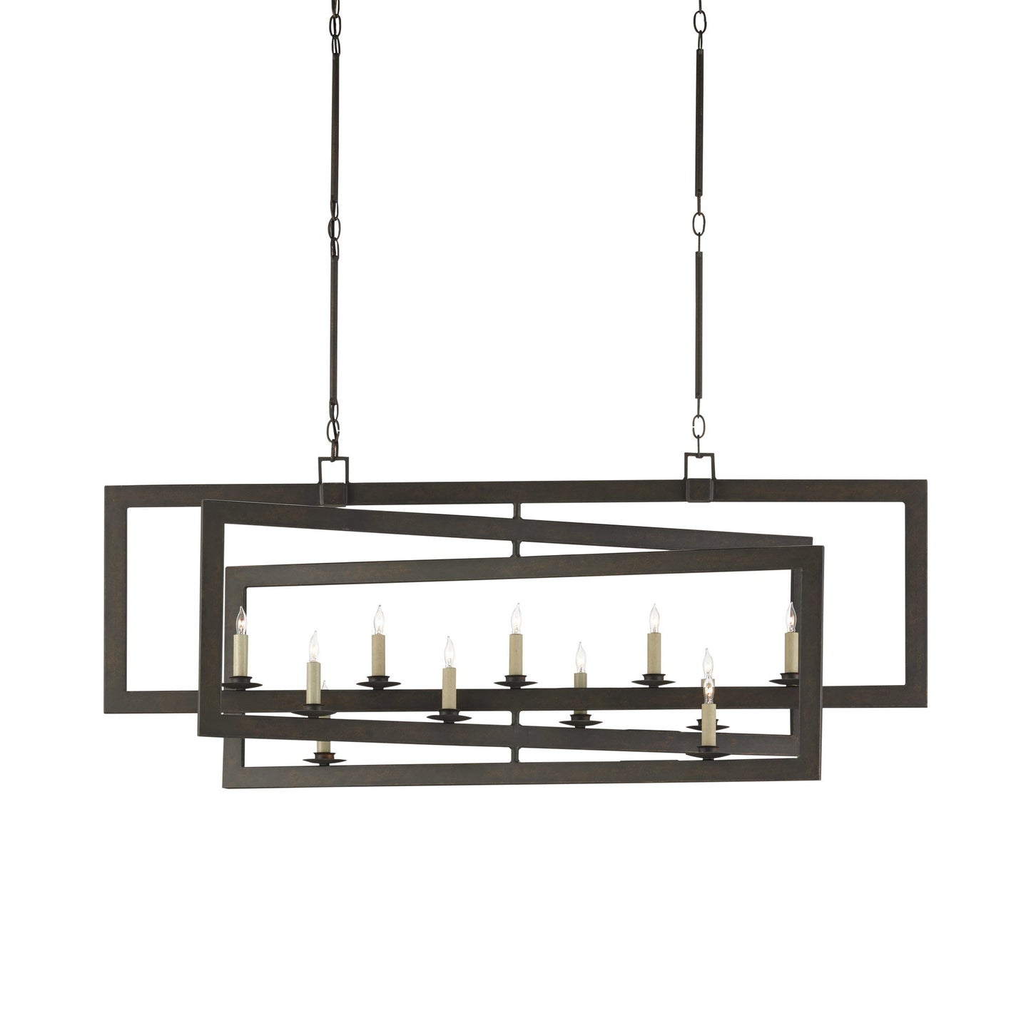 Middleton Rectangular Chandelier in Bronze Gold.