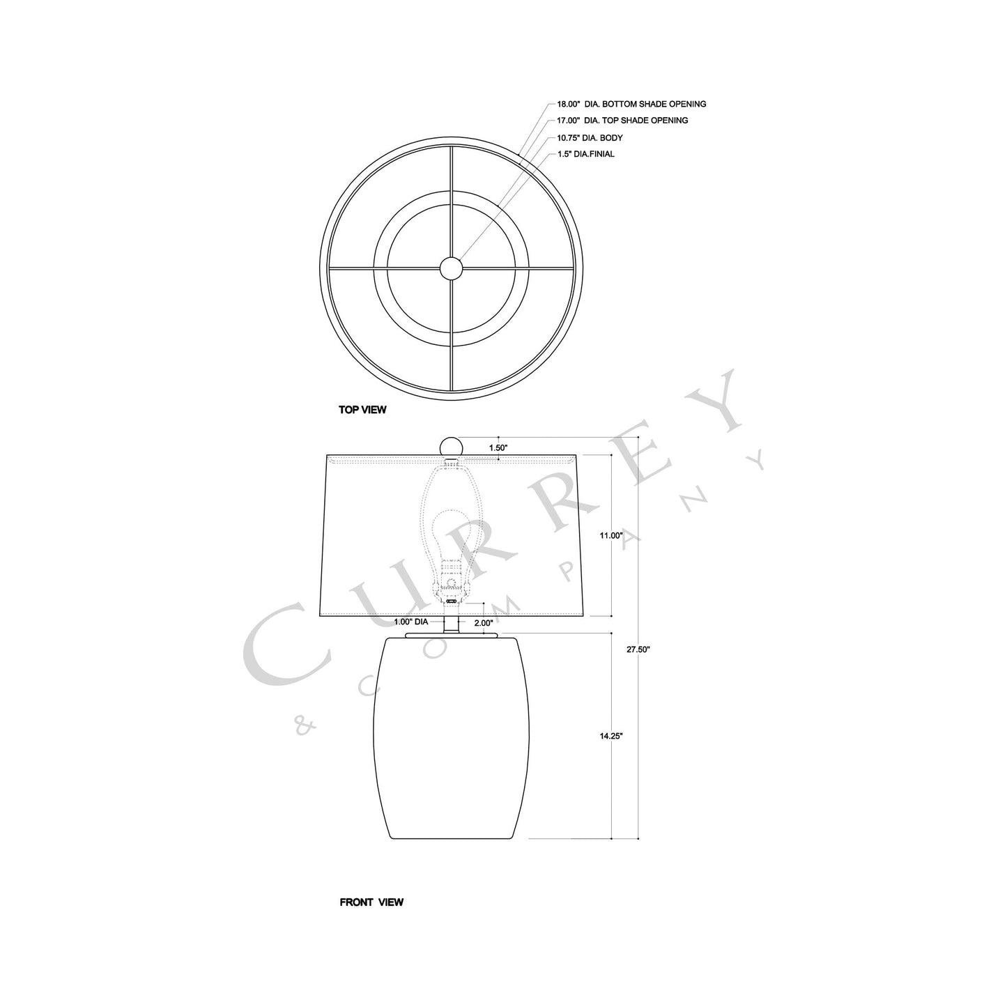 Milner Table Lamp - line drawing.